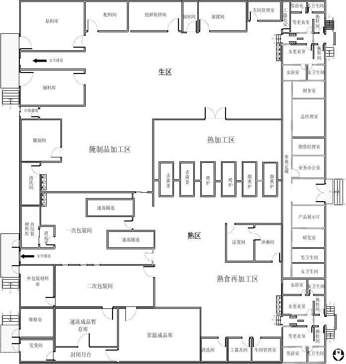 食品加工车间的内部结构 